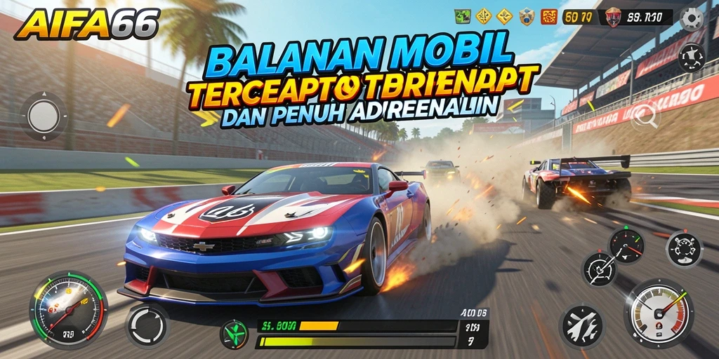 Tampilan gameplay menakjubkan AIFA66 saat balapan di lintasan.