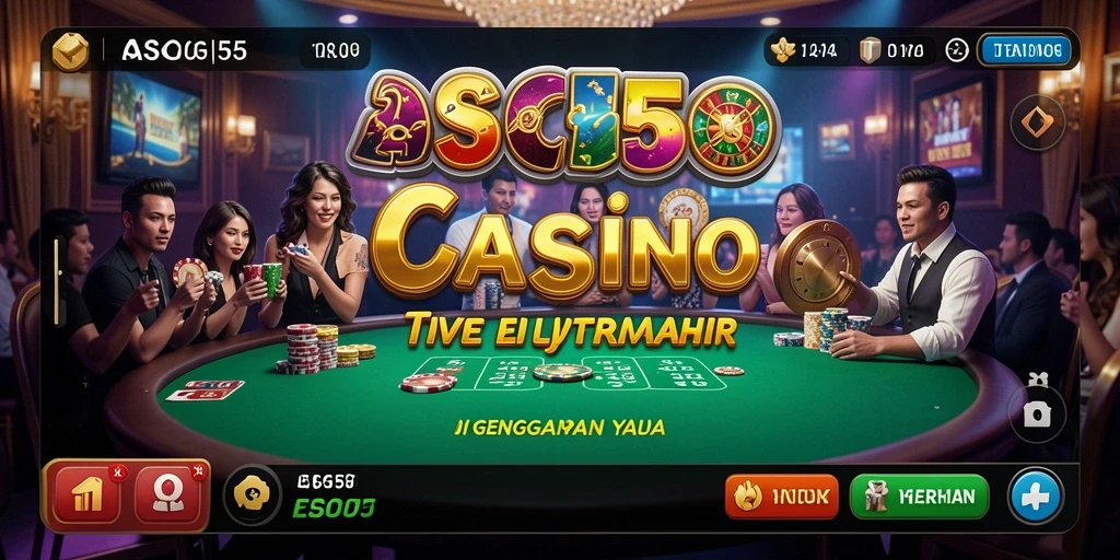Screenshot ASG55 menampilkan dealer profesional dan suasana kasino yang nyata.