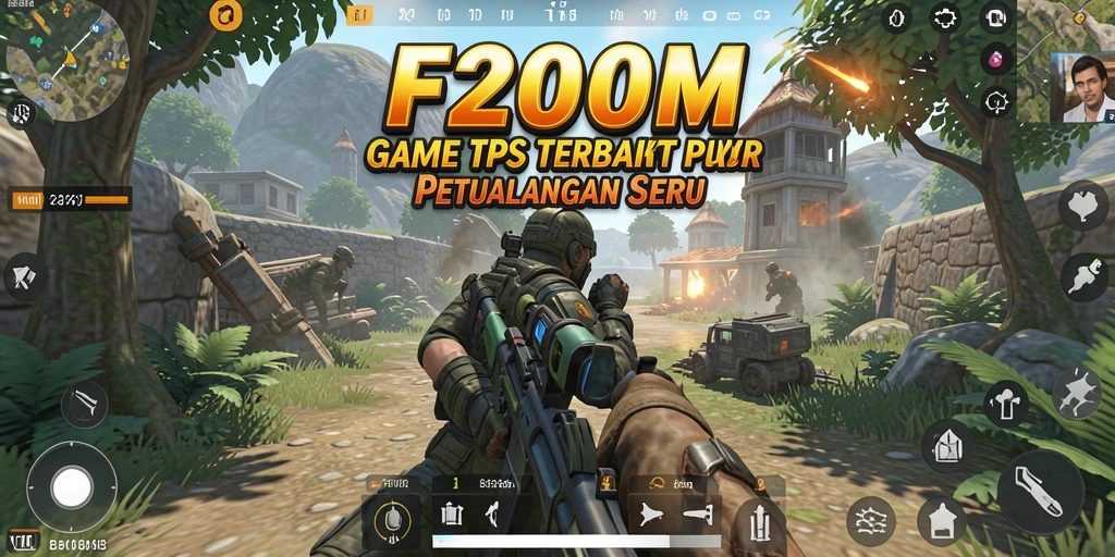 Screenshot F200M menampilkan aksi pertempuran mendebarkan dalam TPS.