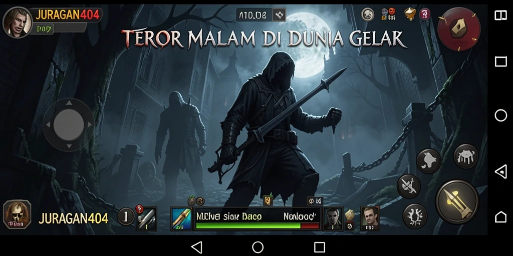 Screenshot gameplay JURAGAN404 yang menegangkan dan menyeramkan.