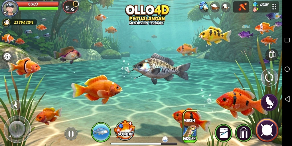 Gameplay OLLO4D yang seru dan menantang saat memancing.