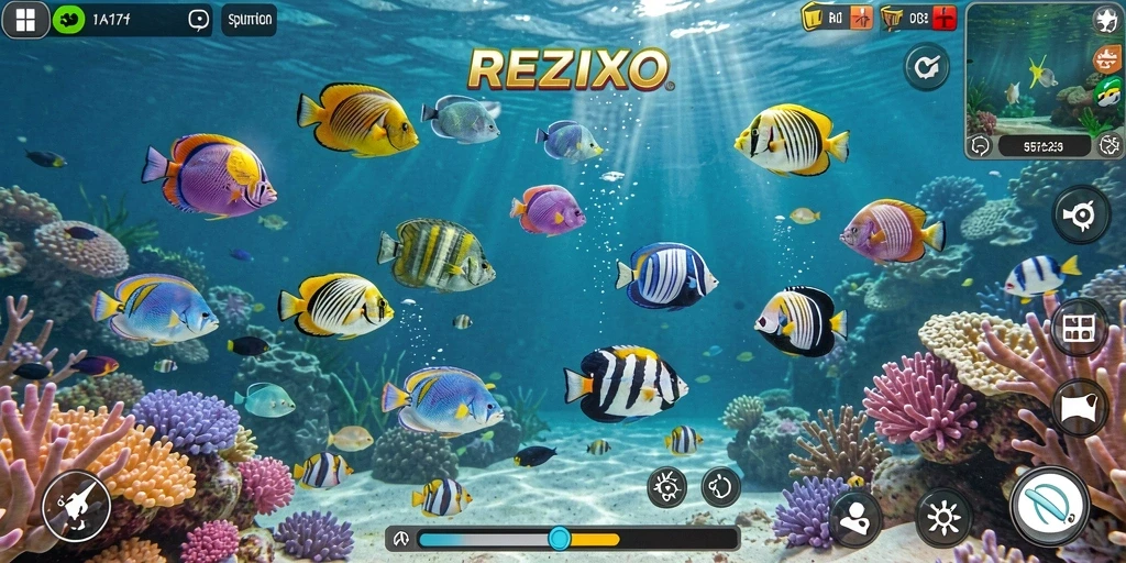 Tangkapan layar menunjukkan gameplay seru Tembak Ikan di REZIXO.