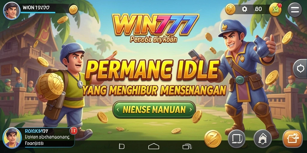 Screenshot gameplay WIN777 yang menunjukkan kemajuan game Idle.